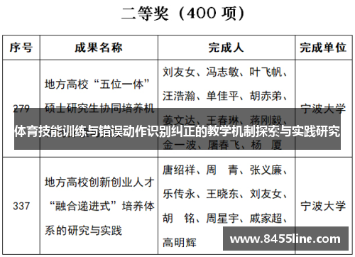 体育技能训练与错误动作识别纠正的教学机制探索与实践研究